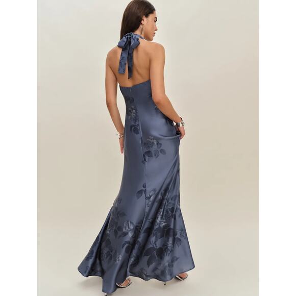 Reformation Veria Silk Dress Trieste Border - Picture 4 of 11